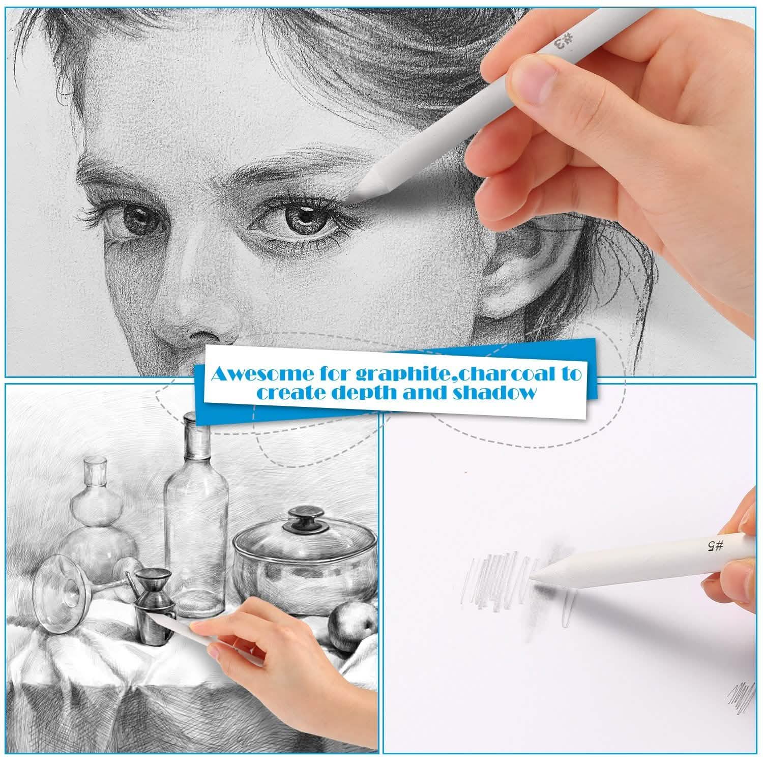 Sketch Drawing Tools Blending Stumps Set Sandpaper Pencil Sharpeners Erasers Bag Toys & Hobbies - DailySale