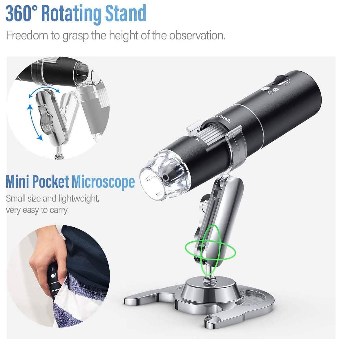 Skybasic 50X to 1000X WiFi Handheld Zoom Endoscopic Camera Cameras & Drones - DailySale