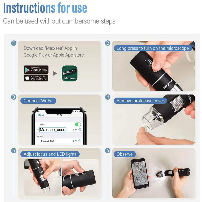 Skybasic 50X to 1000X WiFi Handheld Zoom Endoscopic Camera Cameras & Drones - DailySale