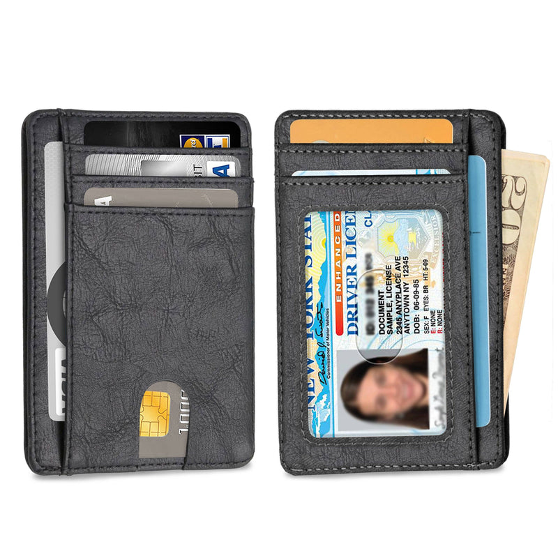 Slim Minimalist Front Pocket RFID Blocking Leather Wallets for Men Women Bags & Travel Black - DailySale