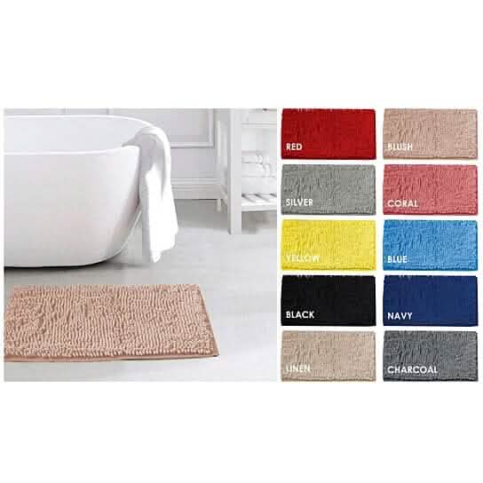 Slip-Resistant Shag Anna Chenille Soft Absorbent Bath Mat Bathroom Rug 17" x 24" Bath - DailySale