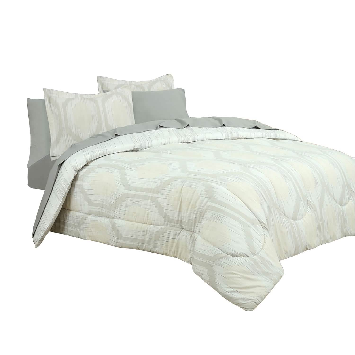 Sloane Street Hexagon Strié Stripe Reversible Bed in a Bag Bedding - DailySale