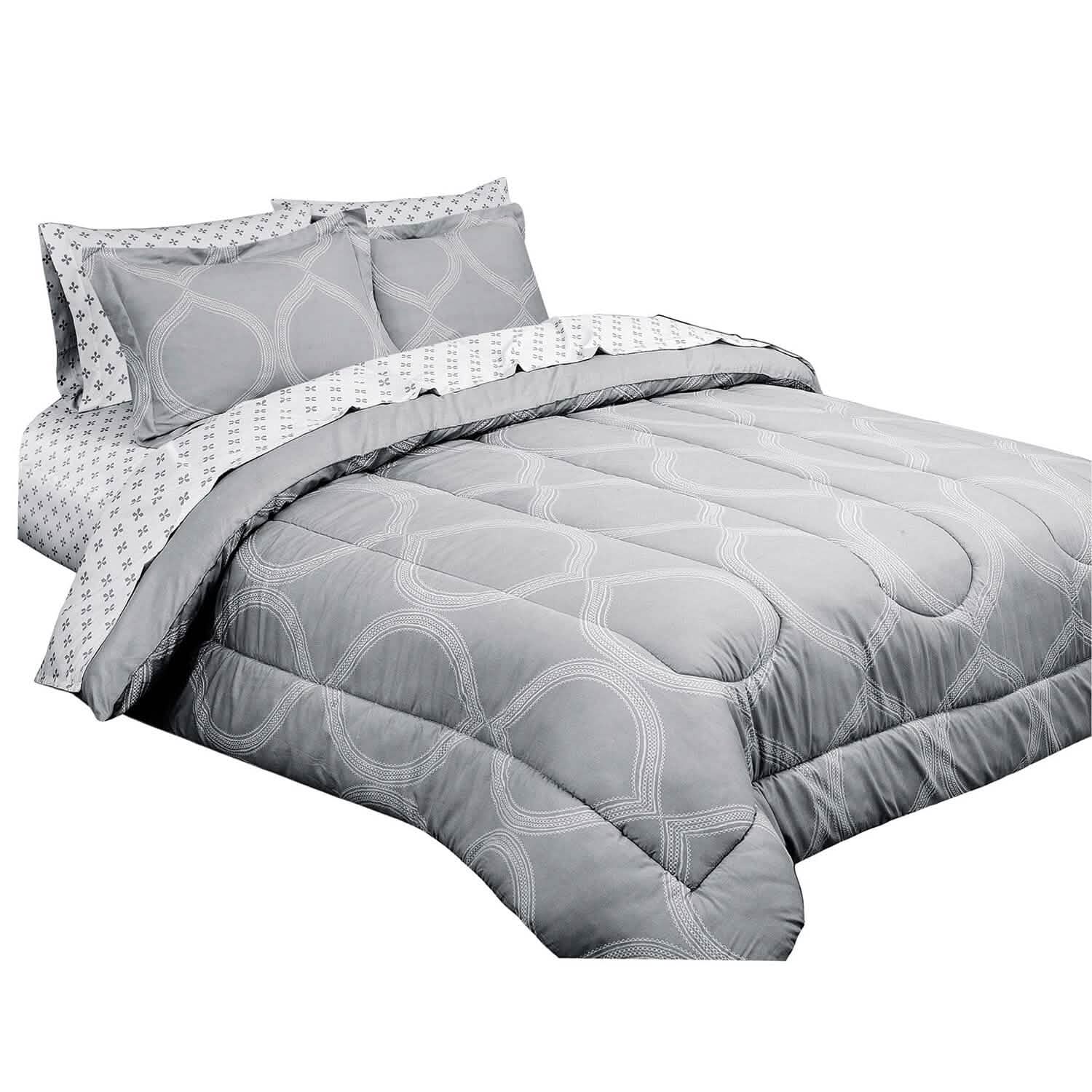 Sloane Street Ogee Bed in a Bag with Solid Reverse Comforter Bedding - DailySale