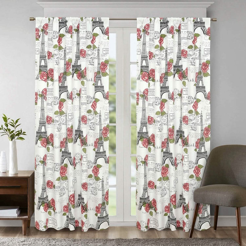 Sloane Street Paris Rose Eiffel Tower Window Curtain Panel Pair Furniture & Decor - DailySale