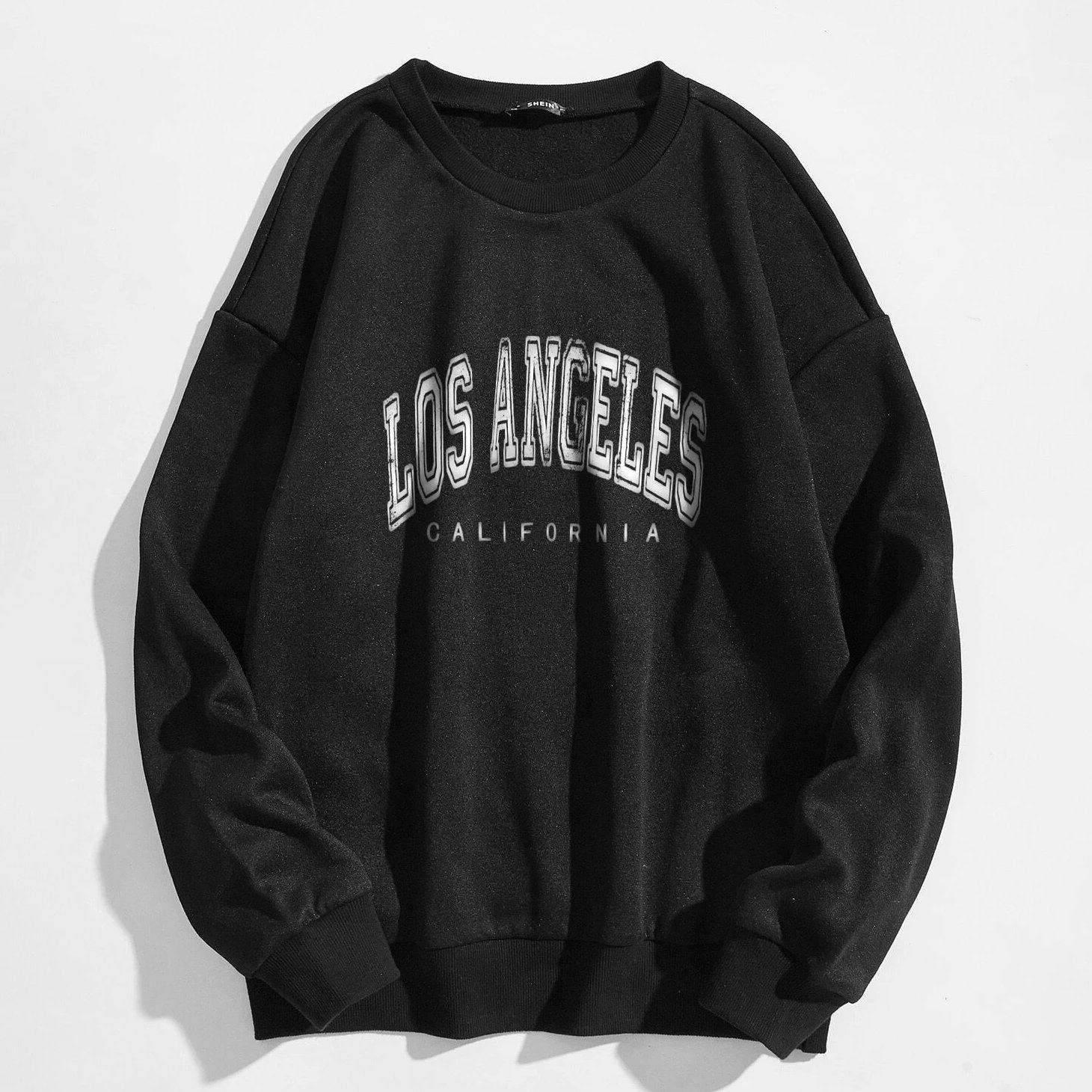 Plus Size Navy Blue 'Los Angeles' Slogan Hoodie