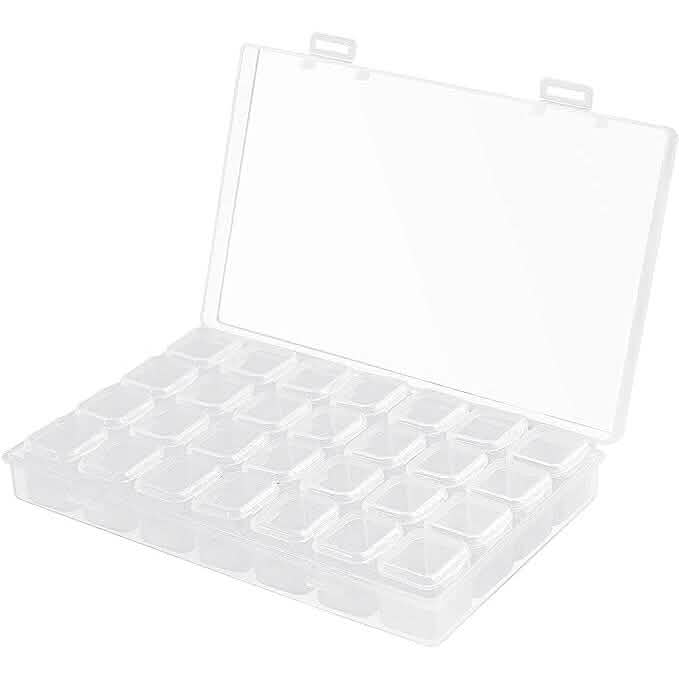 Small 28 Grids Diamond Box Clear Plastic Jewelry Craft Storage Container Closet & Storage - DailySale