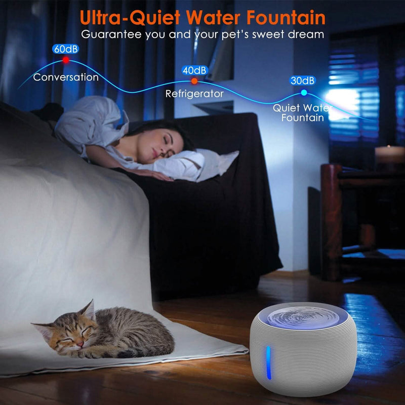 Smart Pet Drinking Fountain with LED Light 7-Pack Replaceable Water Filters Pet Supplies - DailySale