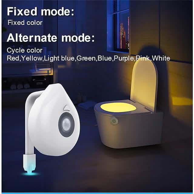 Smart PIR Motion Sensor Toilet Seat Night Light Bath - DailySale