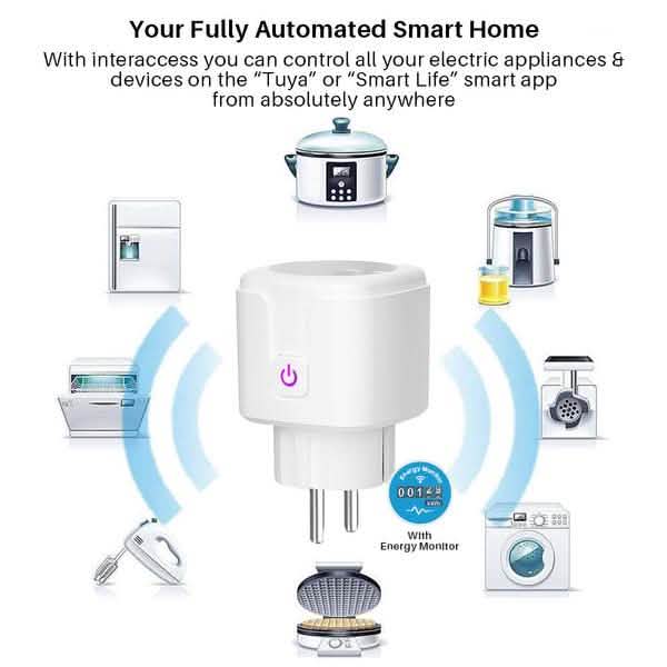 Smart Plug WiFi Socket Power Monitor Timing Function Tuya SmartLife APP Control Works With Alexa Google Assistant Computer Accessories - DailySale
