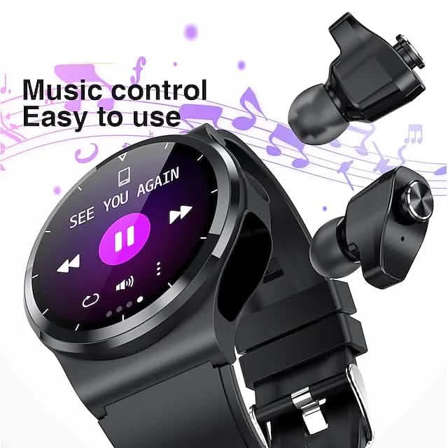 Smart Watch with Earbuds 1.28 inch Waterproof Bluetooth Fitness Watch Smart Watches - DailySale