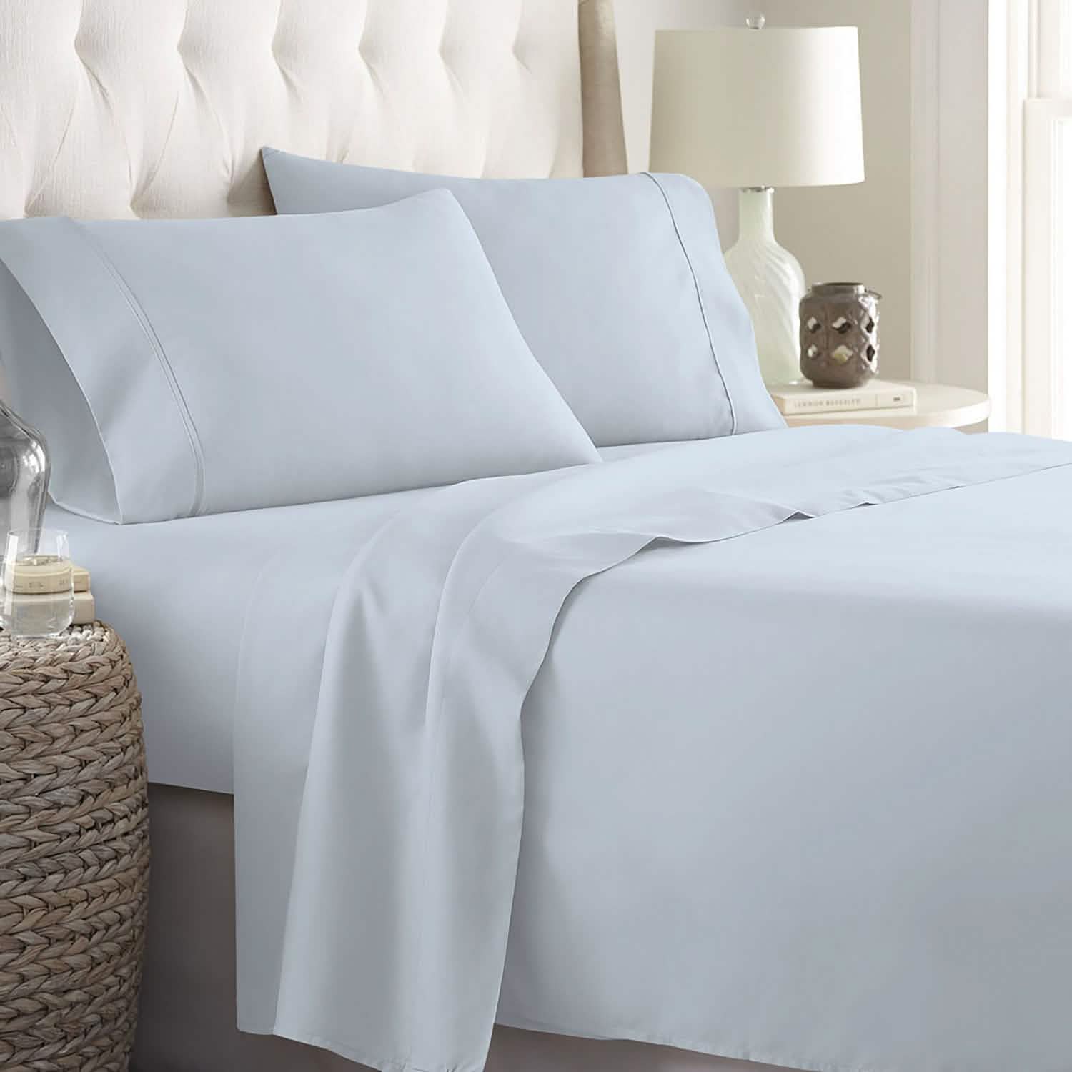 Soft Home 1800 Series Solid Microfiber Ultra Soft Sheet Set Bedding Light Blue Twin - DailySale