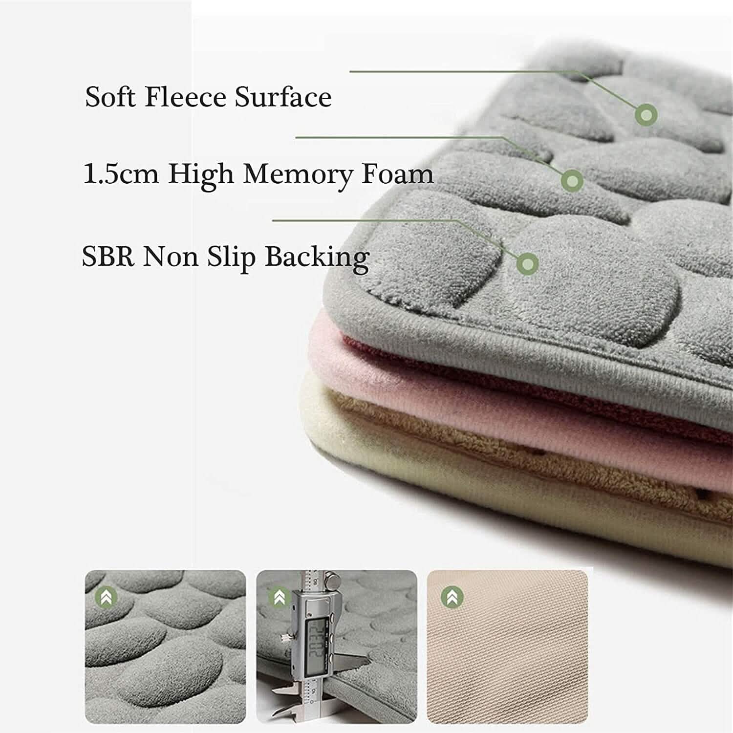 Soft Memory Foam Non Slip Cobblestone Embossing Bath Mat Bath - DailySale