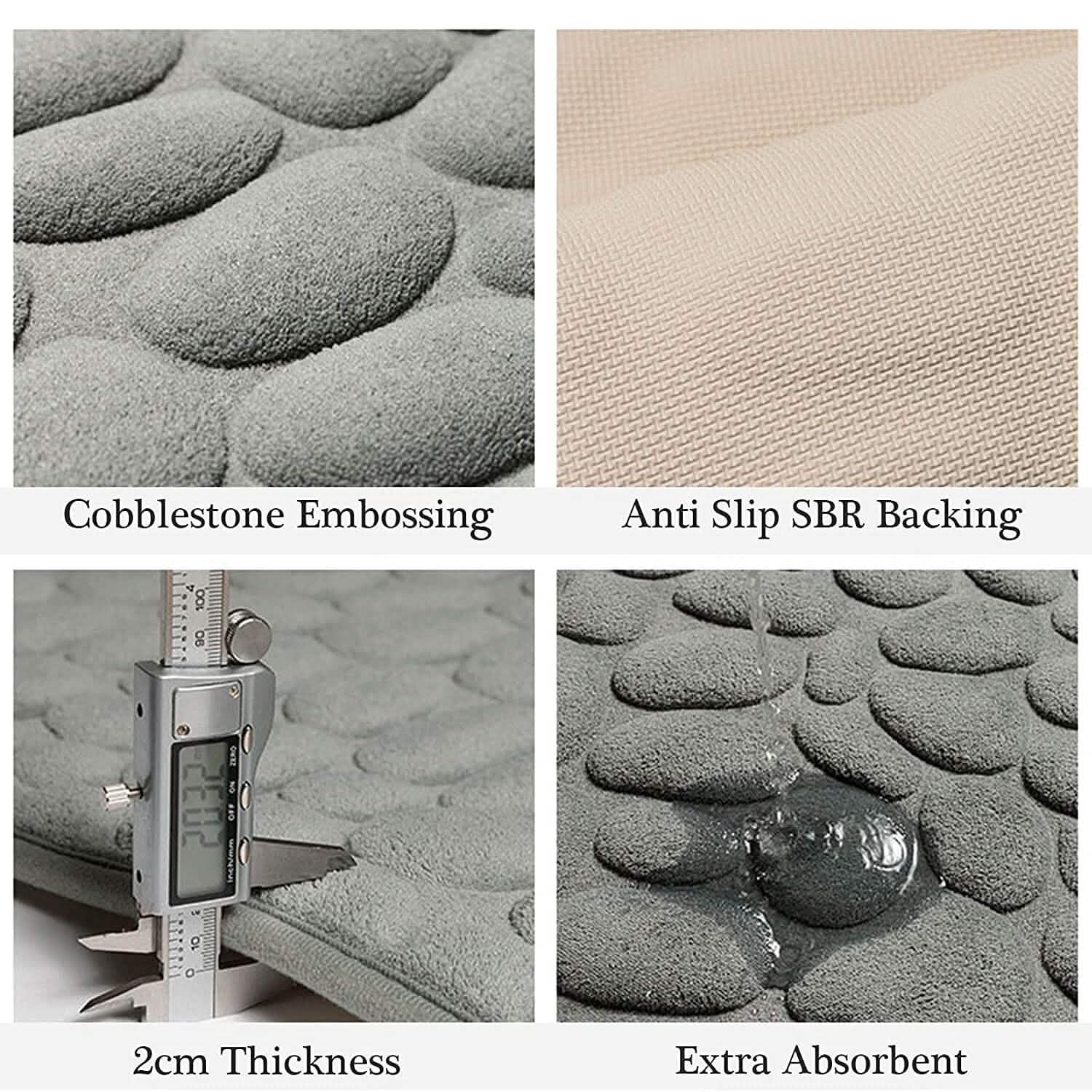 Soft Memory Foam Non Slip Cobblestone Embossing Bath Mat Bath - DailySale