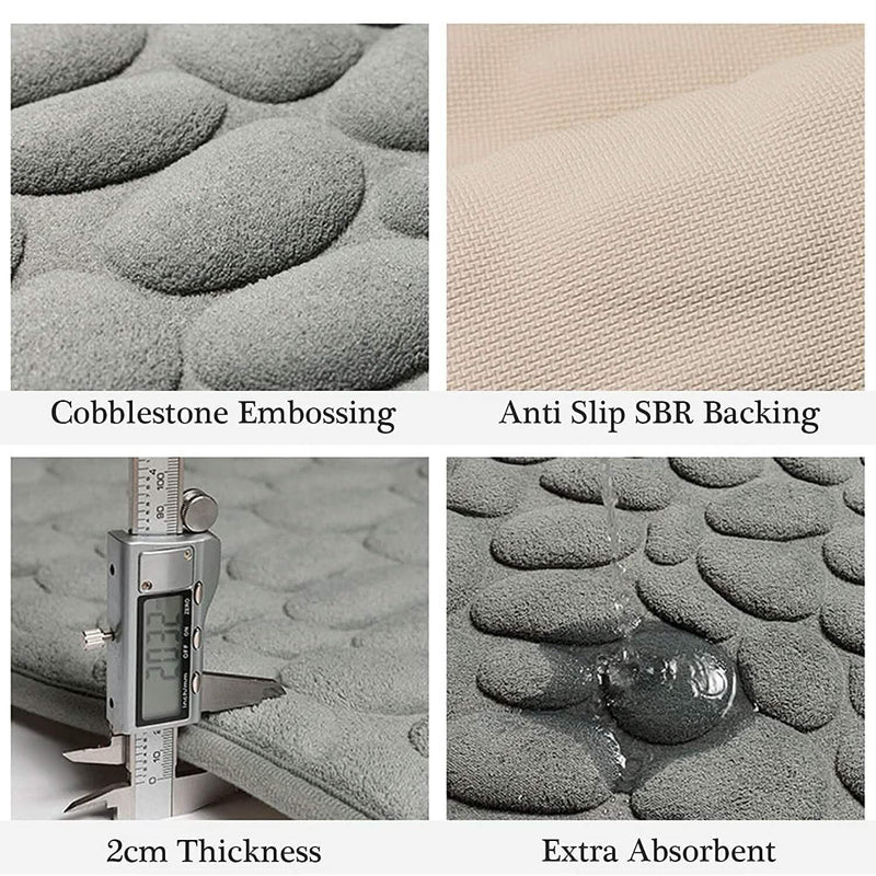 Soft Memory Foam Non Slip Cobblestone Embossing Bath Mat Bath - DailySale