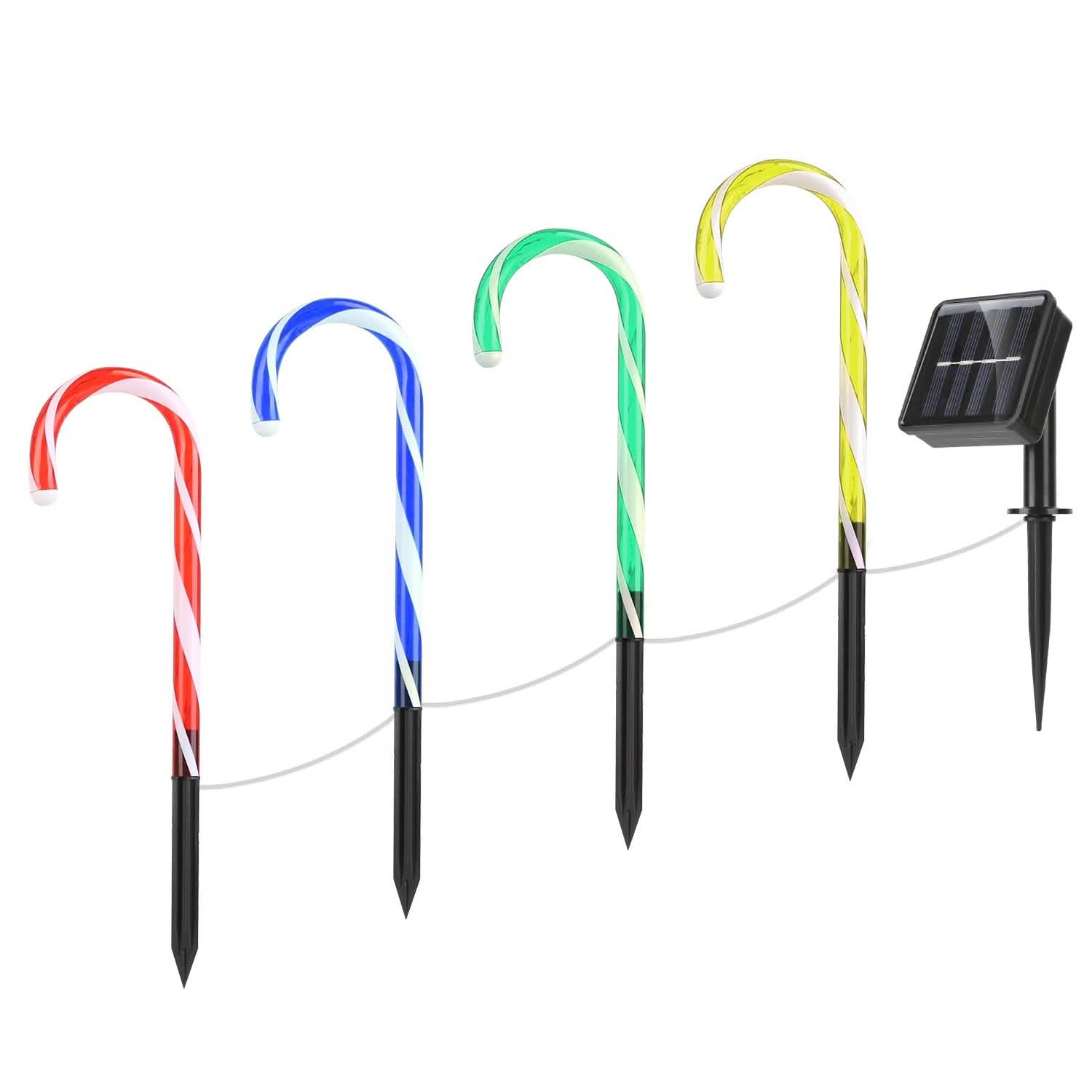 Solar Christmas Candy Cane Light IP55 Waterproof Stake Light Holiday Decor & Apparel - DailySale
