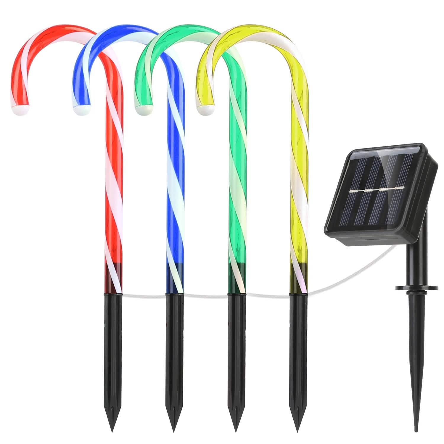 Solar Christmas Candy Cane Light IP55 Waterproof Stake Light Holiday Decor & Apparel - DailySale