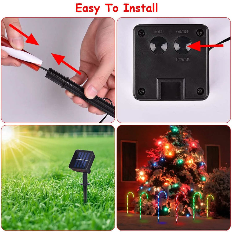 Solar Christmas Candy Cane Light IP55 Waterproof Stake Light Holiday Decor & Apparel - DailySale
