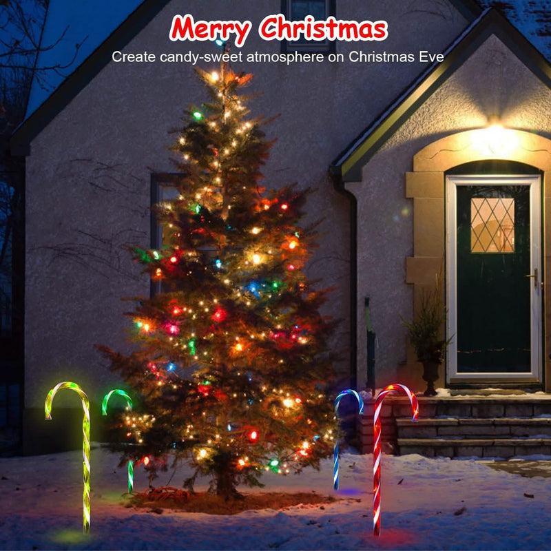 Solar Christmas Candy Cane Light IP55 Waterproof Stake Light Holiday Decor & Apparel - DailySale