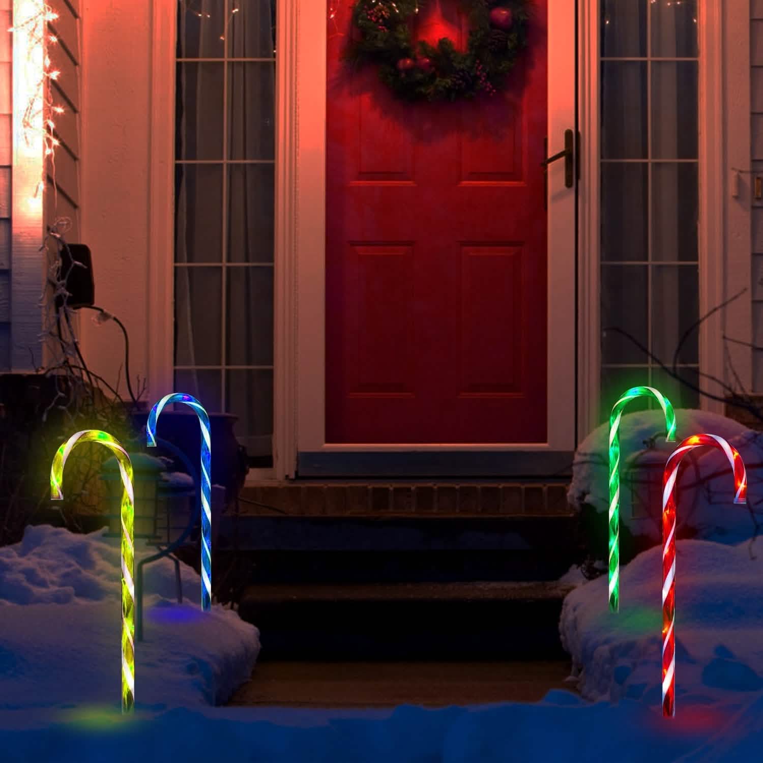 Solar Christmas Candy Cane Light IP55 Waterproof Stake Light Holiday Decor & Apparel - DailySale