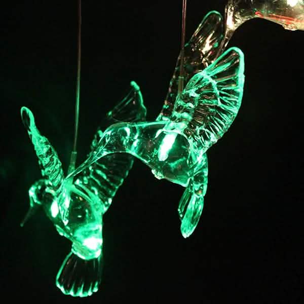 Solar Color Changing LED Hummingbird Wind Chimes Outdoor Lighting - DailySale