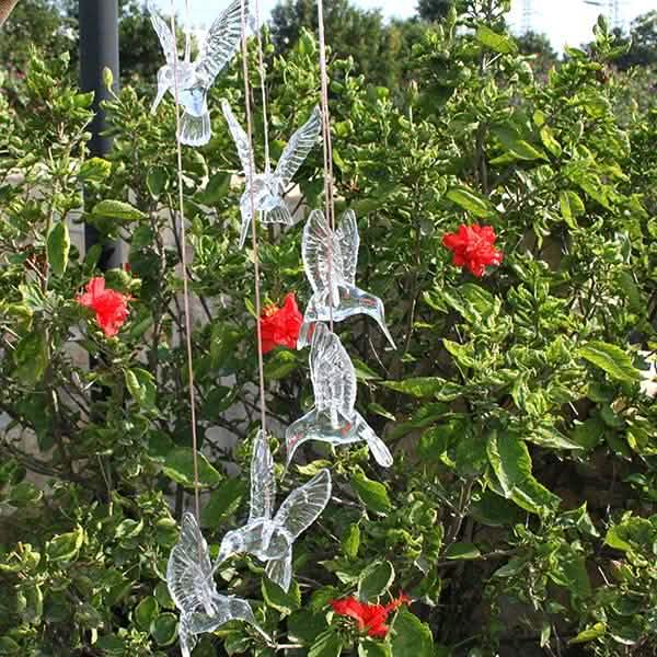 Solar Color Changing LED Hummingbird Wind Chimes Outdoor Lighting - DailySale