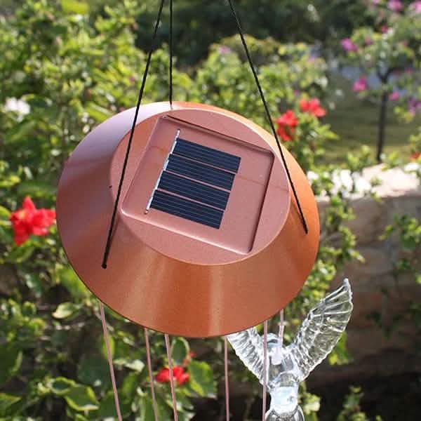 Solar Color Changing LED Hummingbird Wind Chimes Outdoor Lighting - DailySale