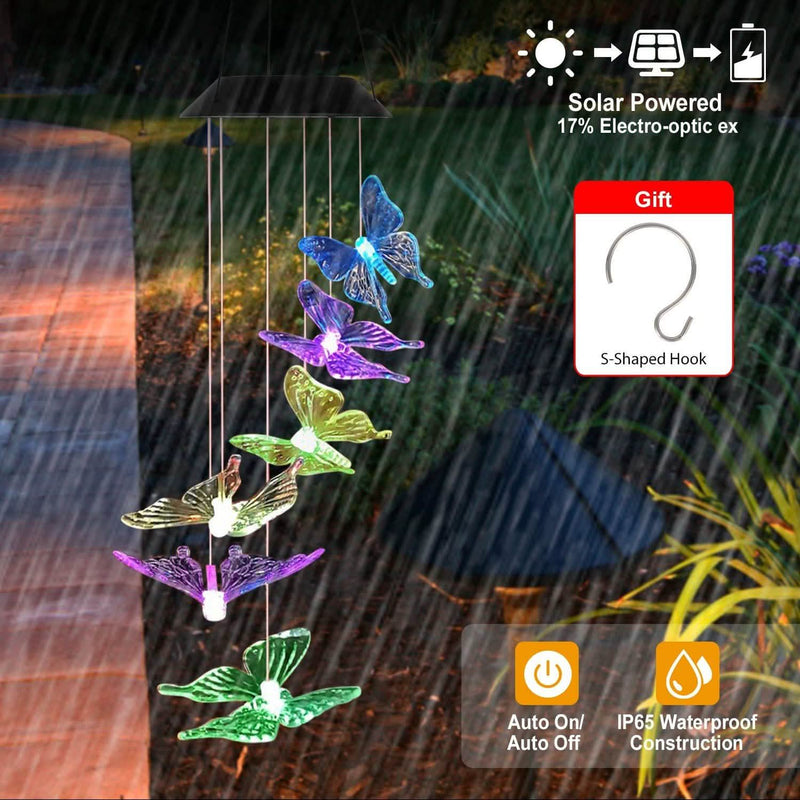 Solar LED Butterfly Wind Chimes Garden & Patio - DailySale