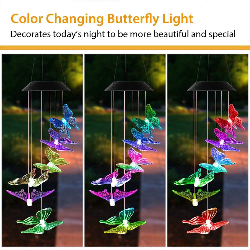 Solar LED Butterfly Wind Chimes Garden & Patio - DailySale