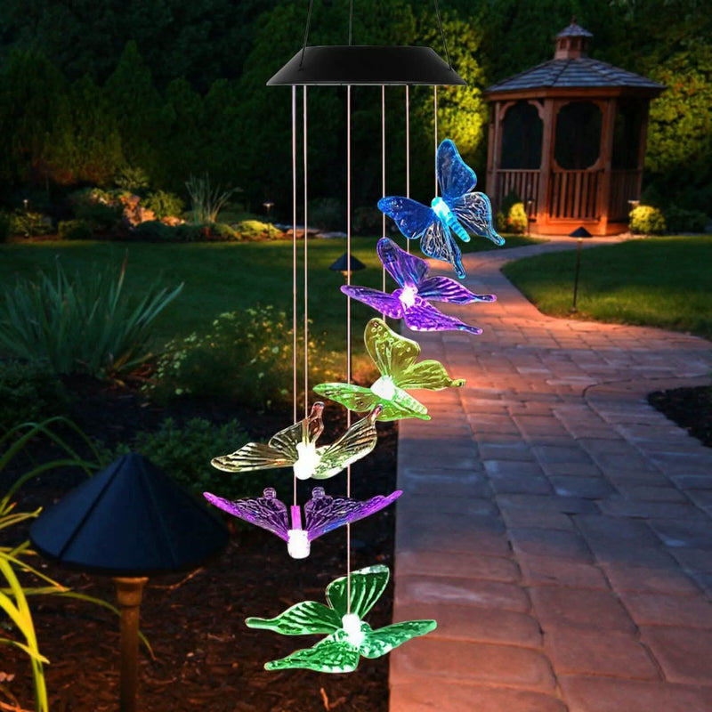 Solar LED Butterfly Wind Chimes Garden & Patio - DailySale