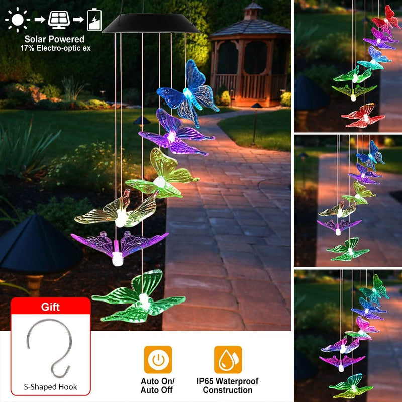Solar LED Butterfly Wind Chimes Garden & Patio - DailySale