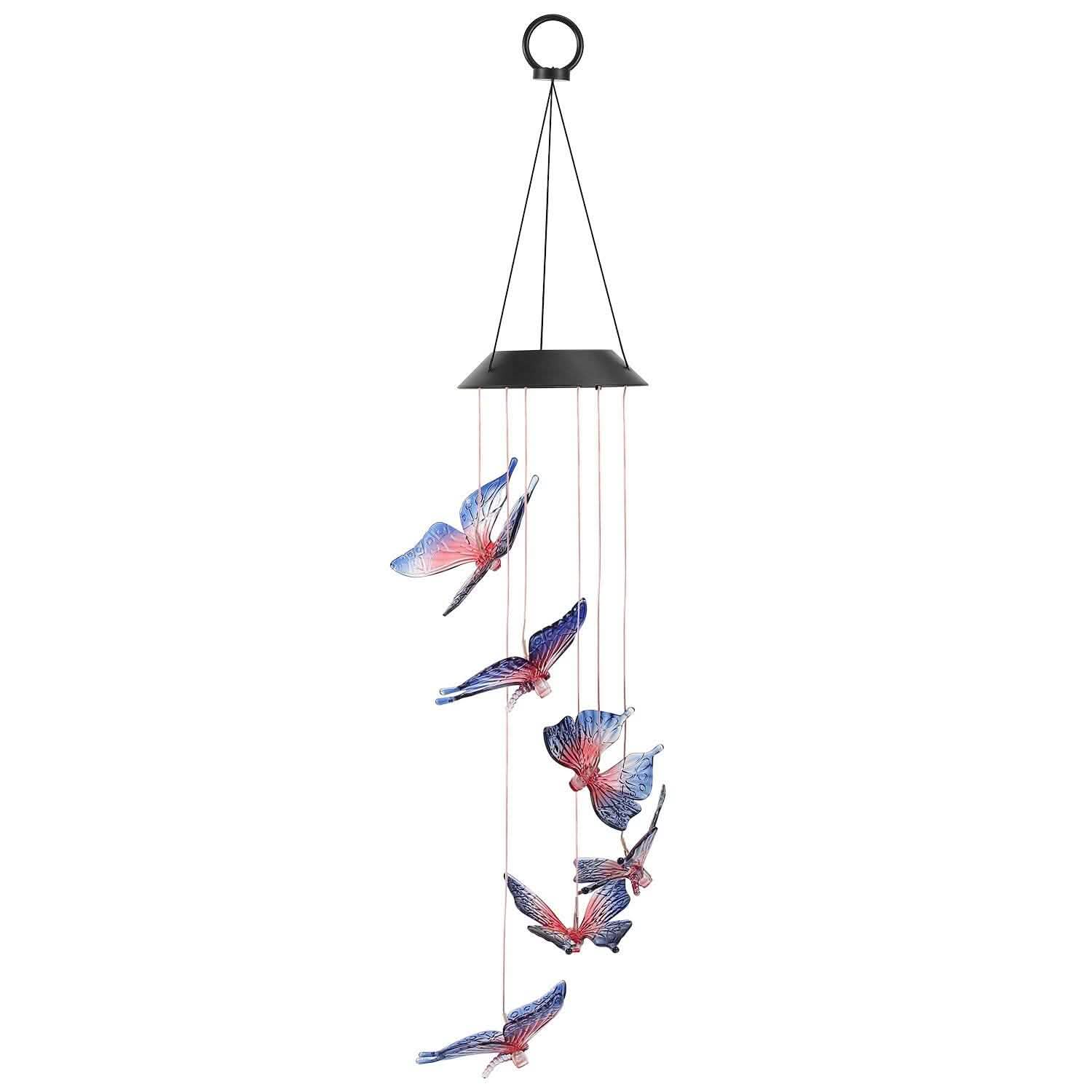 Solar LED Butterfly Wind Chimes Garden & Patio - DailySale