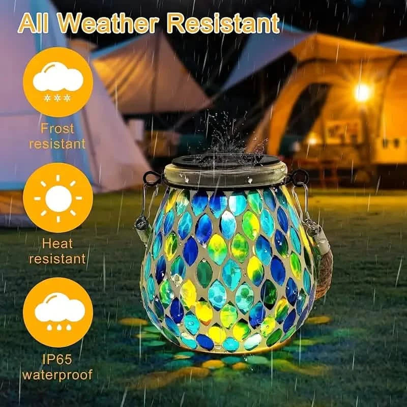 Solar Outdoor Mosaic Lantern Outdoor Lighting - DailySale
