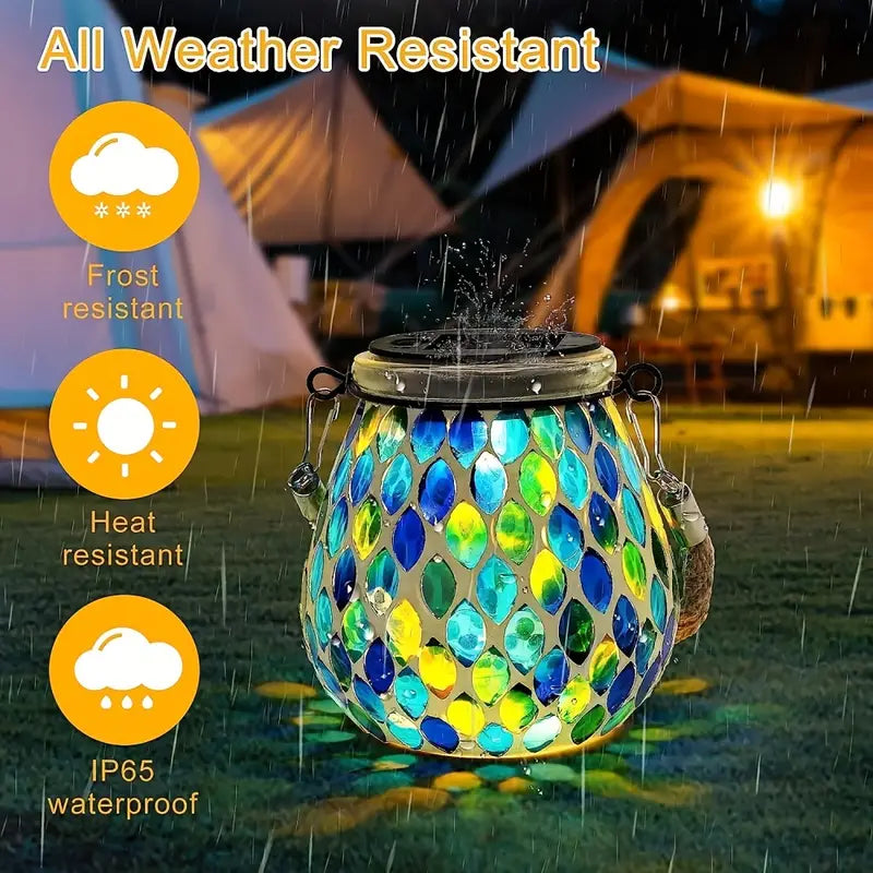 Solar Outdoor Mosaic Lantern Outdoor Lighting - DailySale