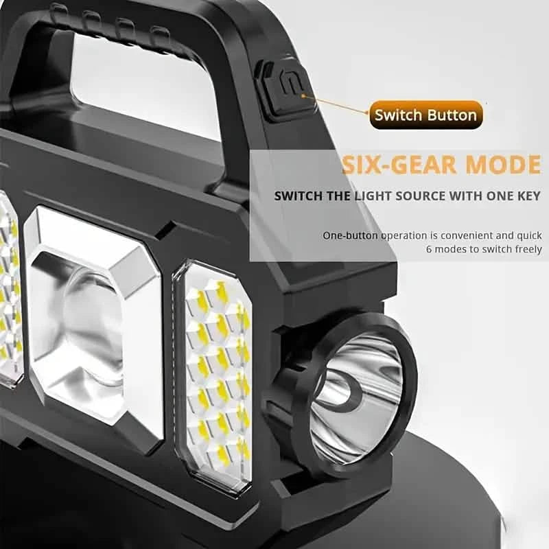 Solar Portable Flashlight & Handheld Searchlight with Side Lights Sports & Outdoors - DailySale