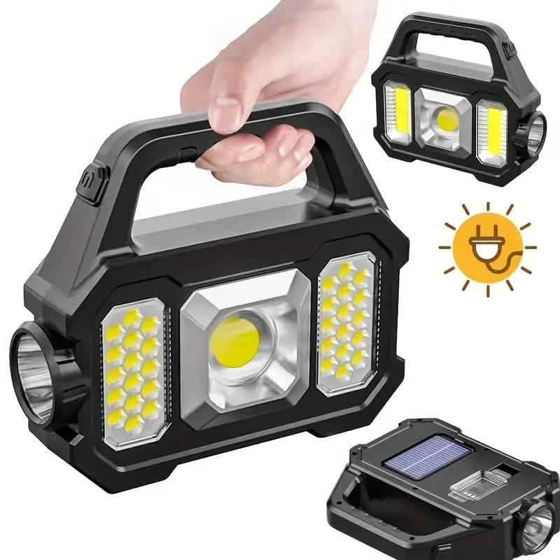Solar Portable Flashlight & Handheld Searchlight with Side Lights Sports & Outdoors - DailySale