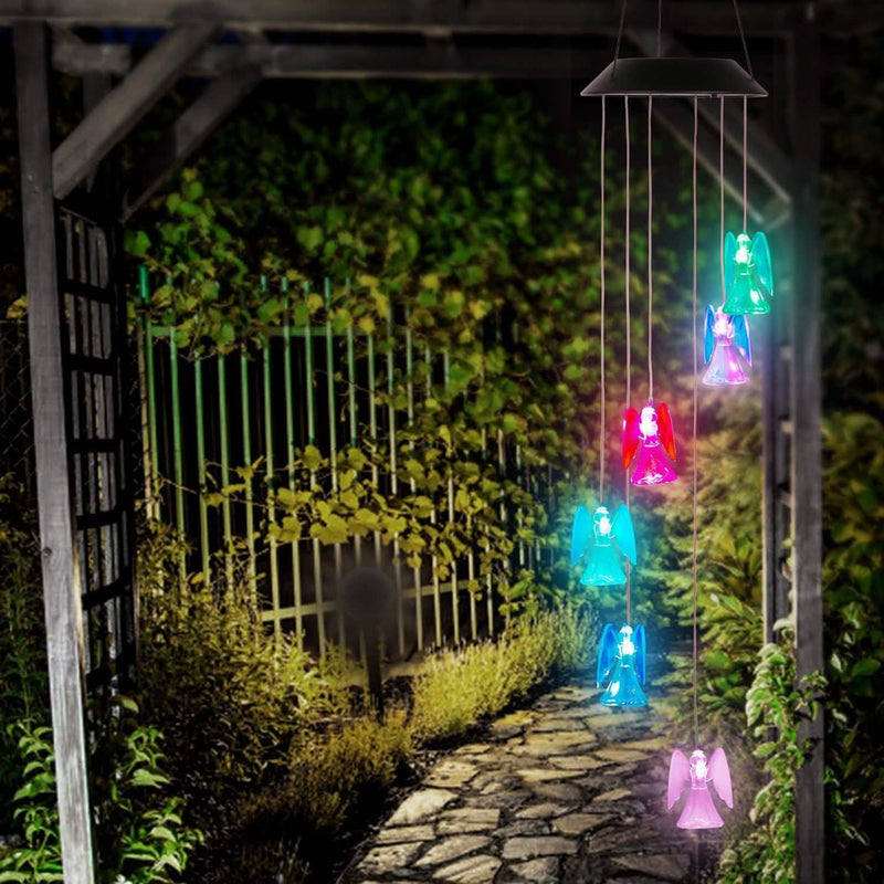 Solar Powered Angel Lights Wind Chimes LED Color Changing Outdoor Lighting - DailySale