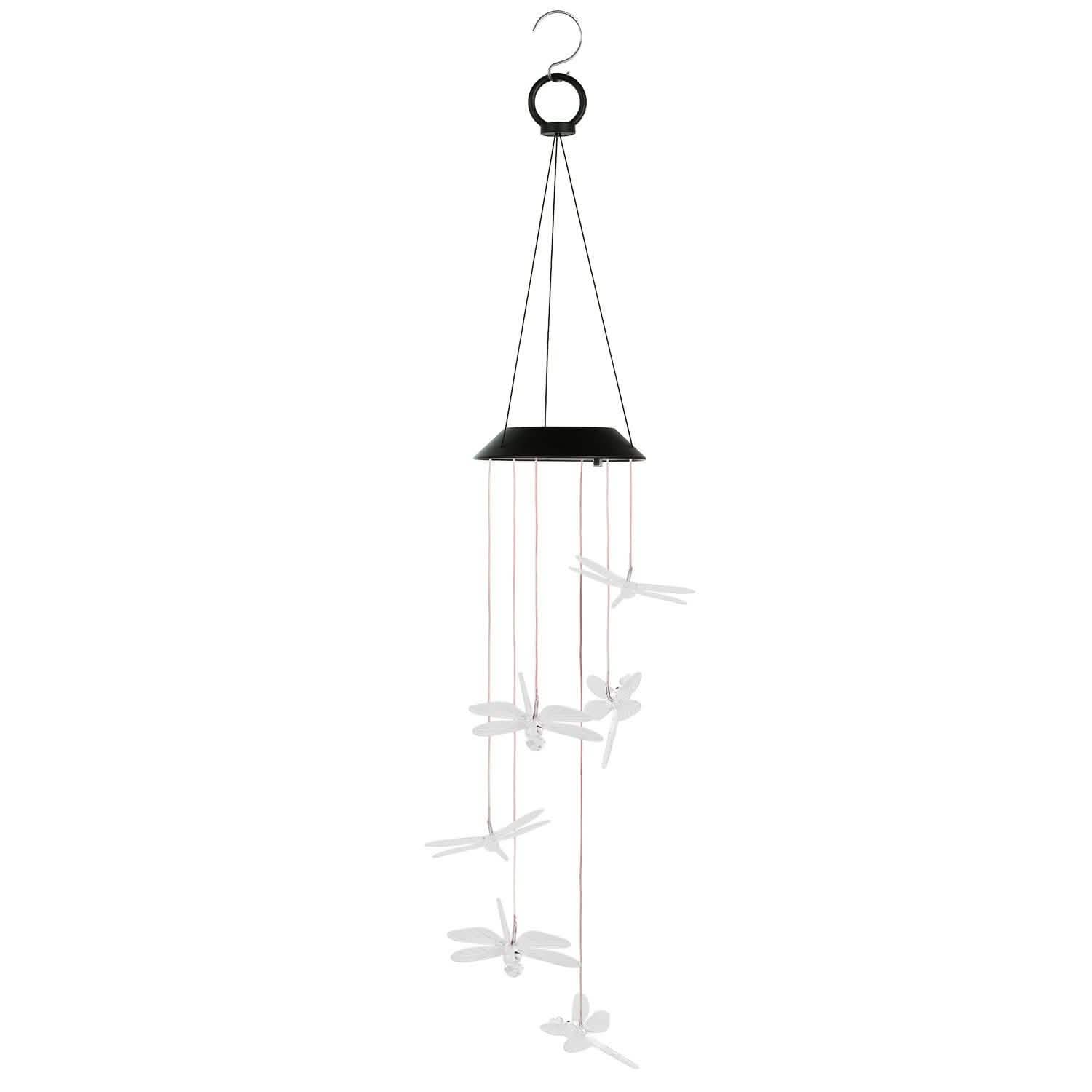Solar Powered Dragonfly Lights Wind Chimes Garden & Patio - DailySale