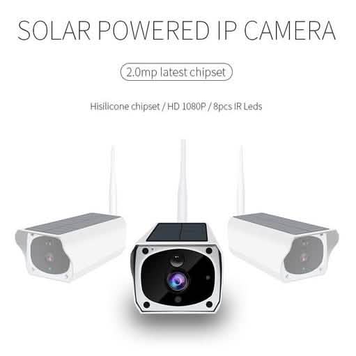 Solar Powered IP Camera with Rechargable Batteries HD 1080p Loop Recording Cameras & Drones - DailySale