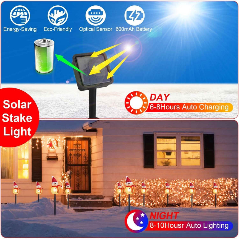 Solar Powered Lamp 3 Snowmen Garden Stake Light Holiday Decor & Apparel - DailySale