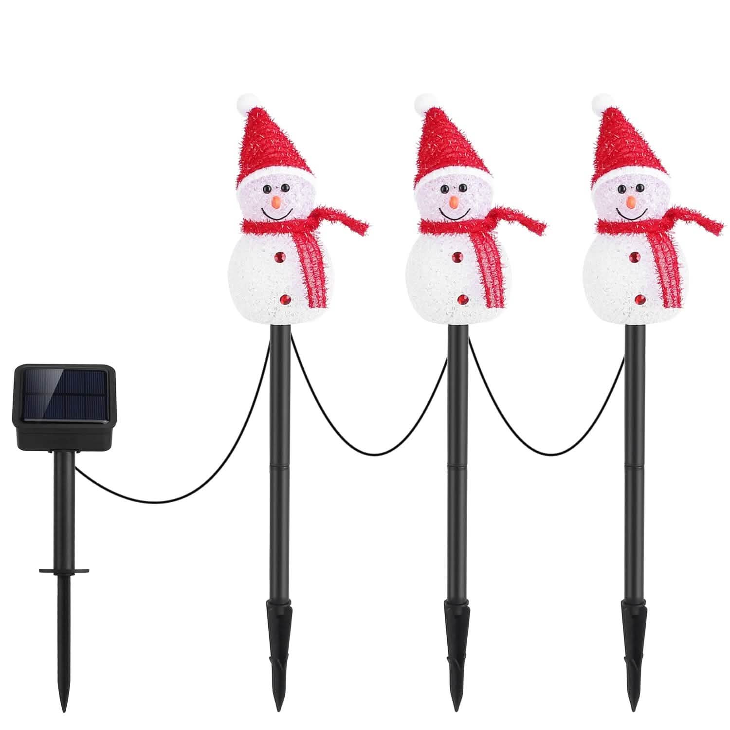 Solar Powered Lamp 3 Snowmen Garden Stake Light Holiday Decor & Apparel - DailySale