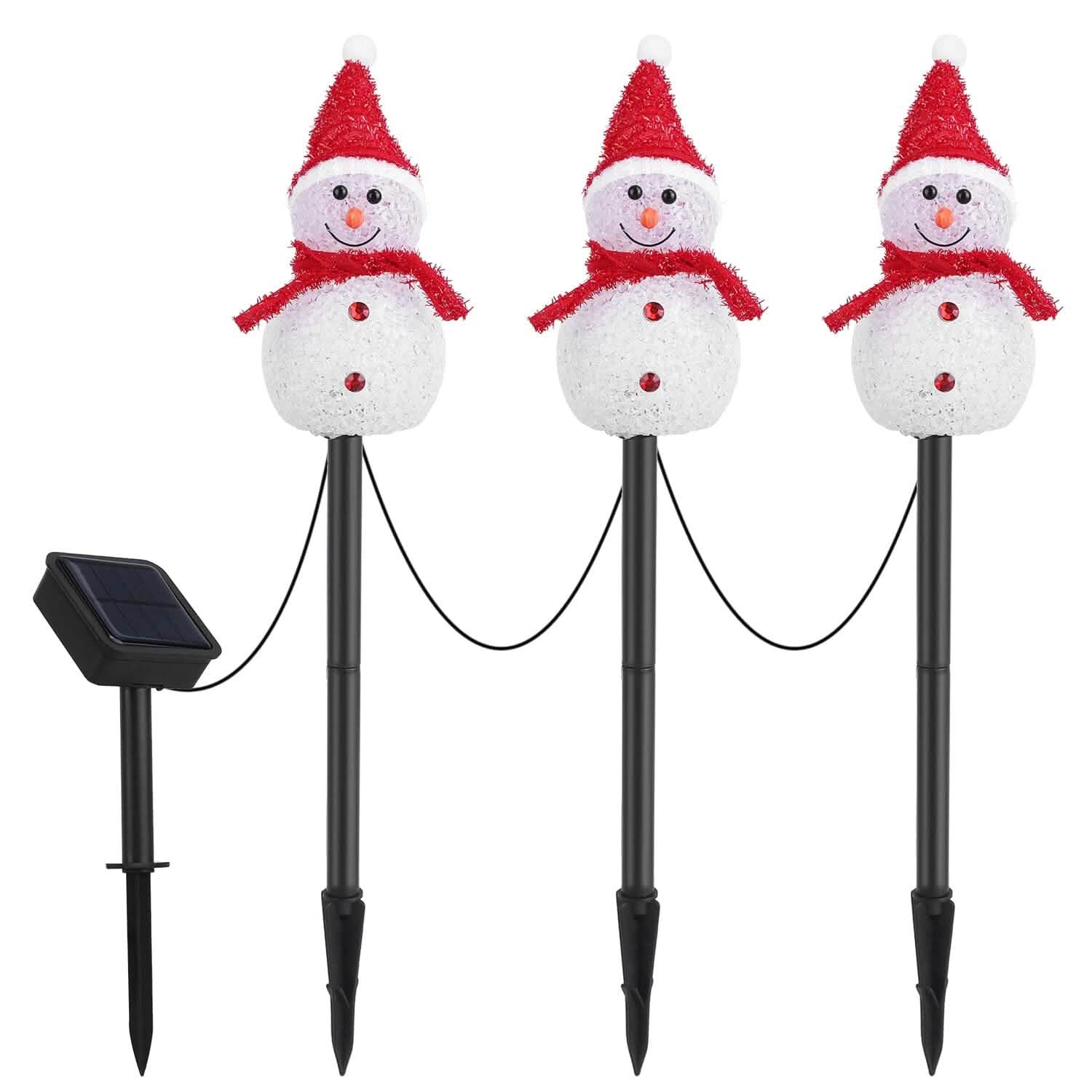 Solar Powered Lamp 3 Snowmen Garden Stake Light Holiday Decor & Apparel - DailySale