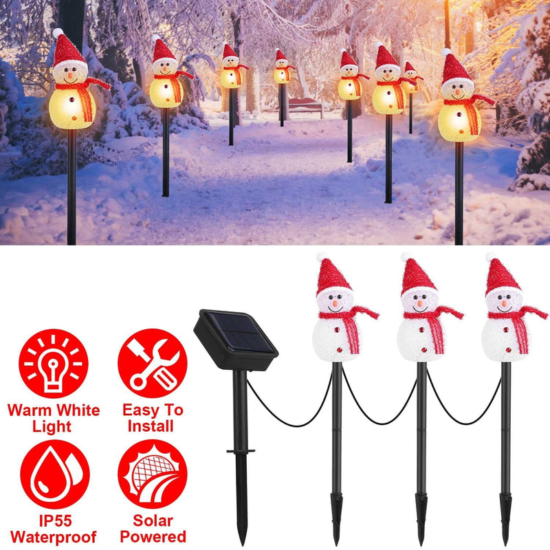 Solar Powered Lamp 3 Snowmen Garden Stake Light Holiday Decor & Apparel - DailySale