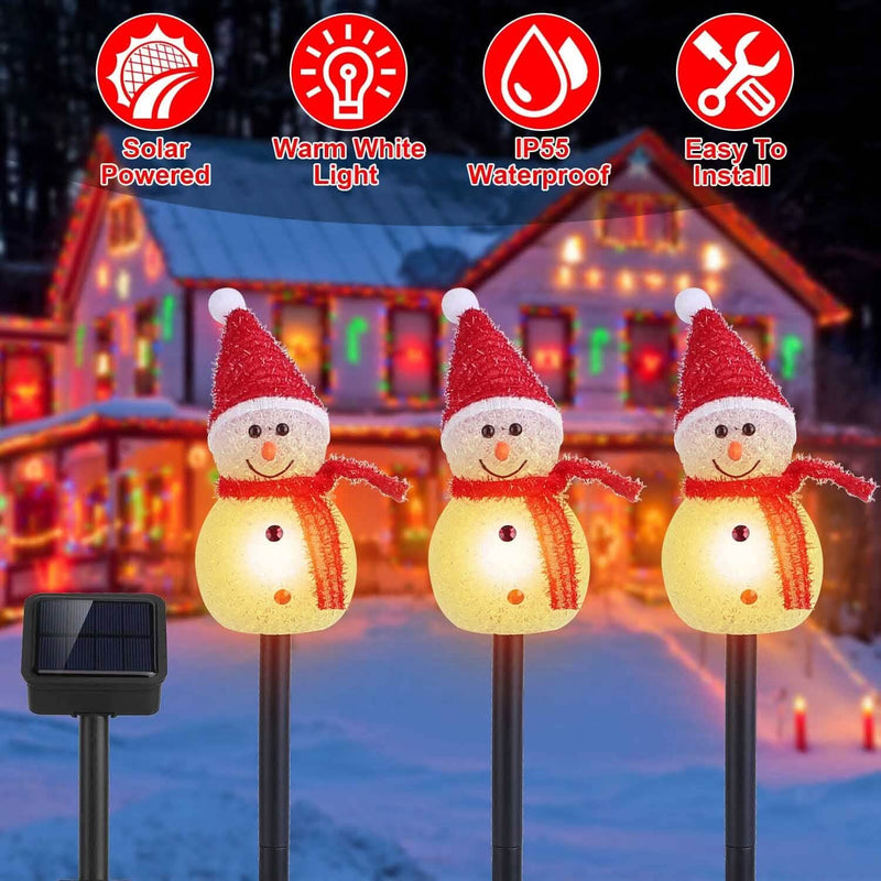 Solar Powered Lamp 3 Snowmen Garden Stake Light Holiday Decor & Apparel - DailySale
