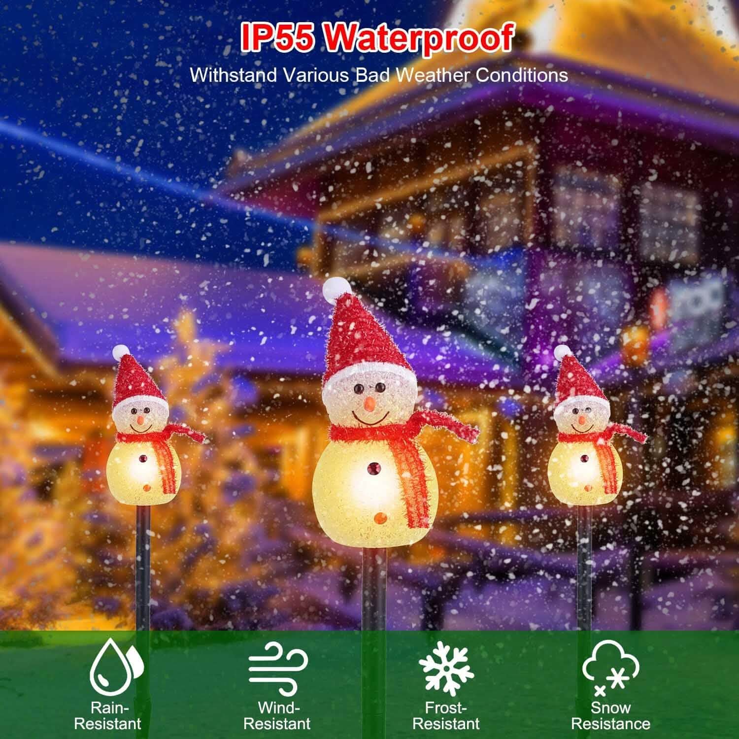 Solar Powered Lamp 3 Snowmen Garden Stake Light Holiday Decor & Apparel - DailySale