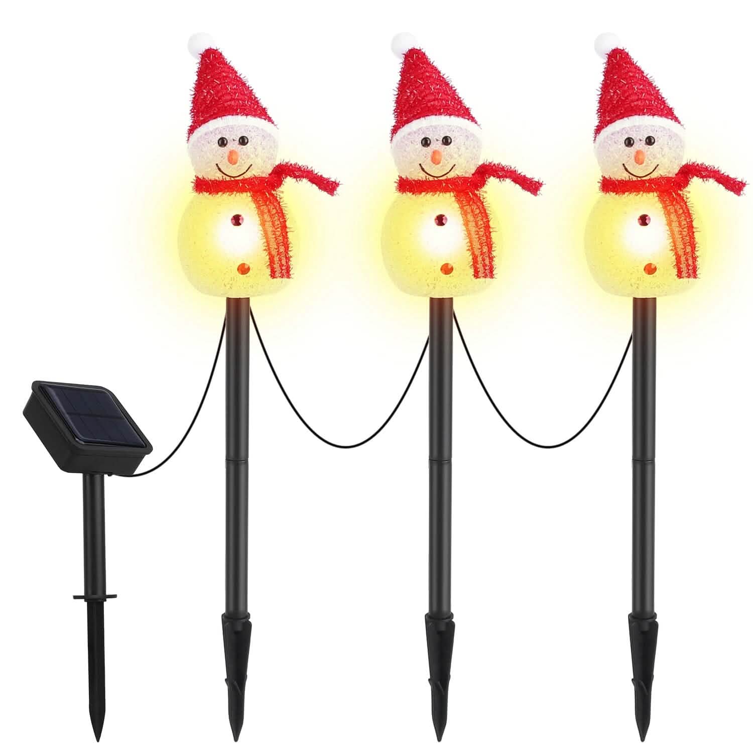 Solar Powered Lamp 3 Snowmen Garden Stake Light Holiday Decor & Apparel - DailySale