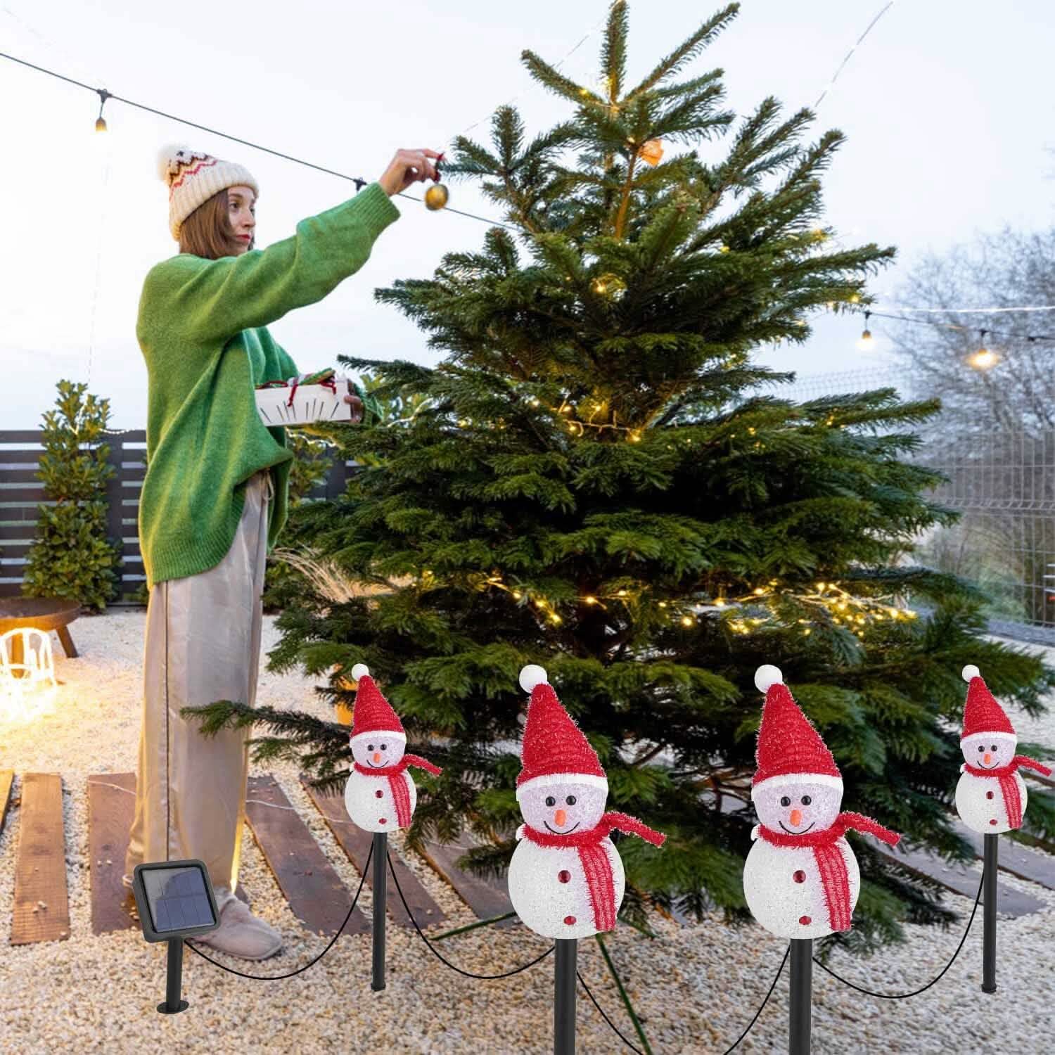 Solar Powered Lamp 3 Snowmen Garden Stake Light Holiday Decor & Apparel - DailySale