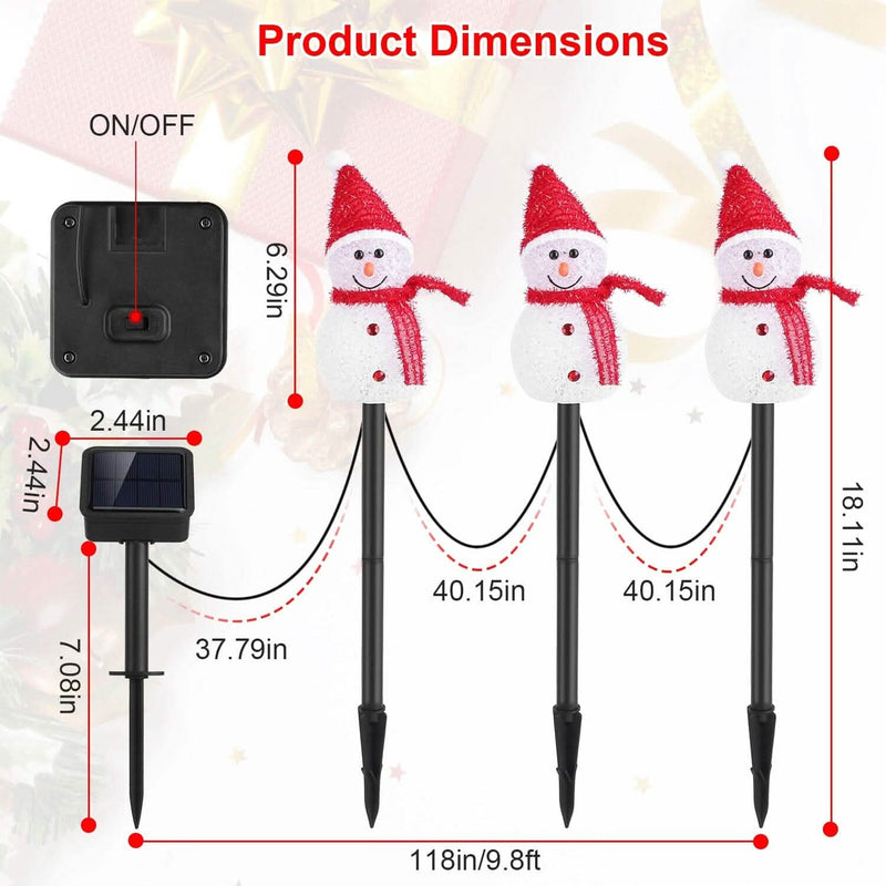 Solar Powered Lamp 3 Snowmen Garden Stake Light Holiday Decor & Apparel - DailySale