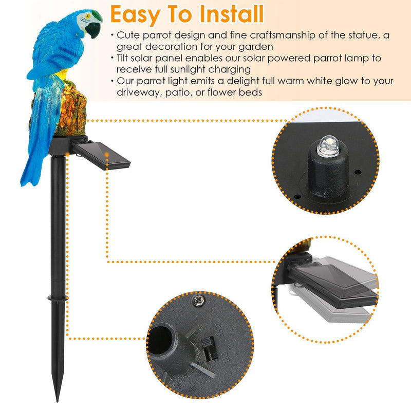 Solar Powered Parrot Garden Light IP65 Waterproof LED Outdoor Lighting - DailySale