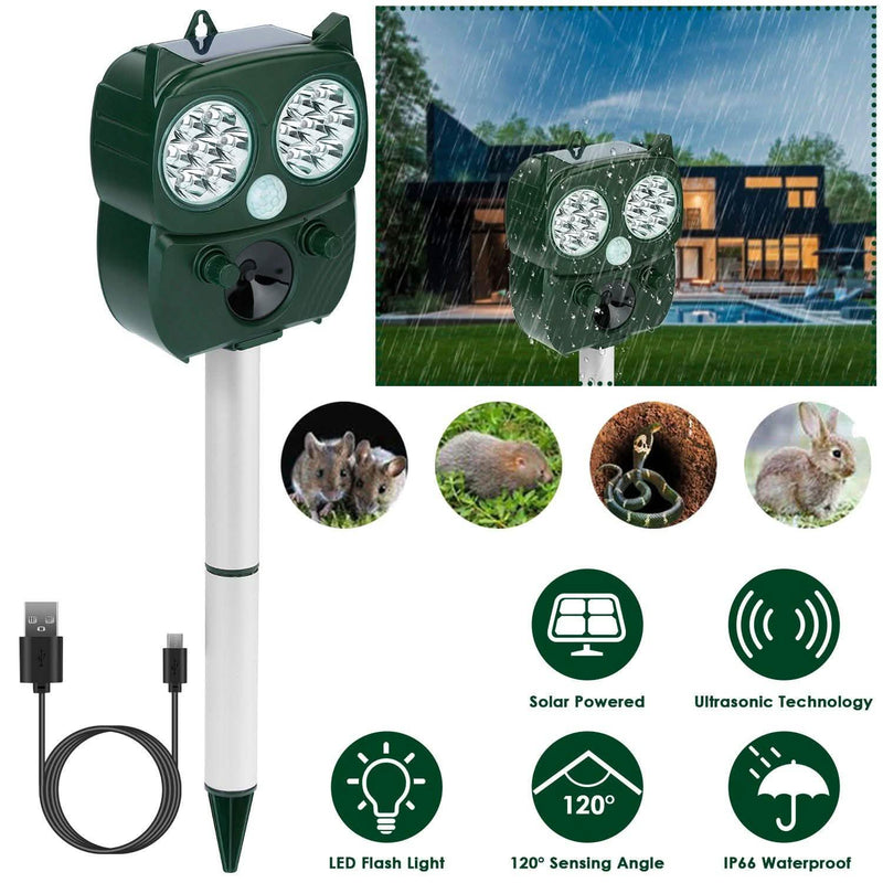Solar Powered Ultrasonic Animal Repeller PIR Motion Sensor Pest Control - DailySale
