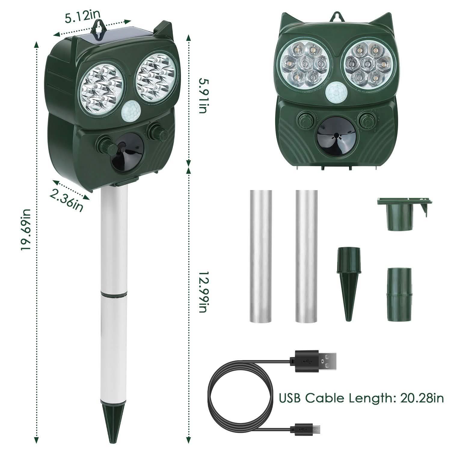Solar Powered Ultrasonic Animal Repeller PIR Motion Sensor Pest Control - DailySale